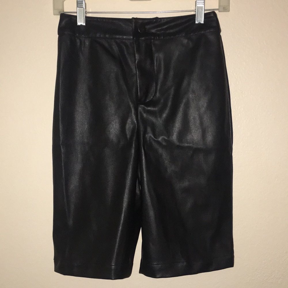 Olivia Culpo Leather Bermuda Shorts
